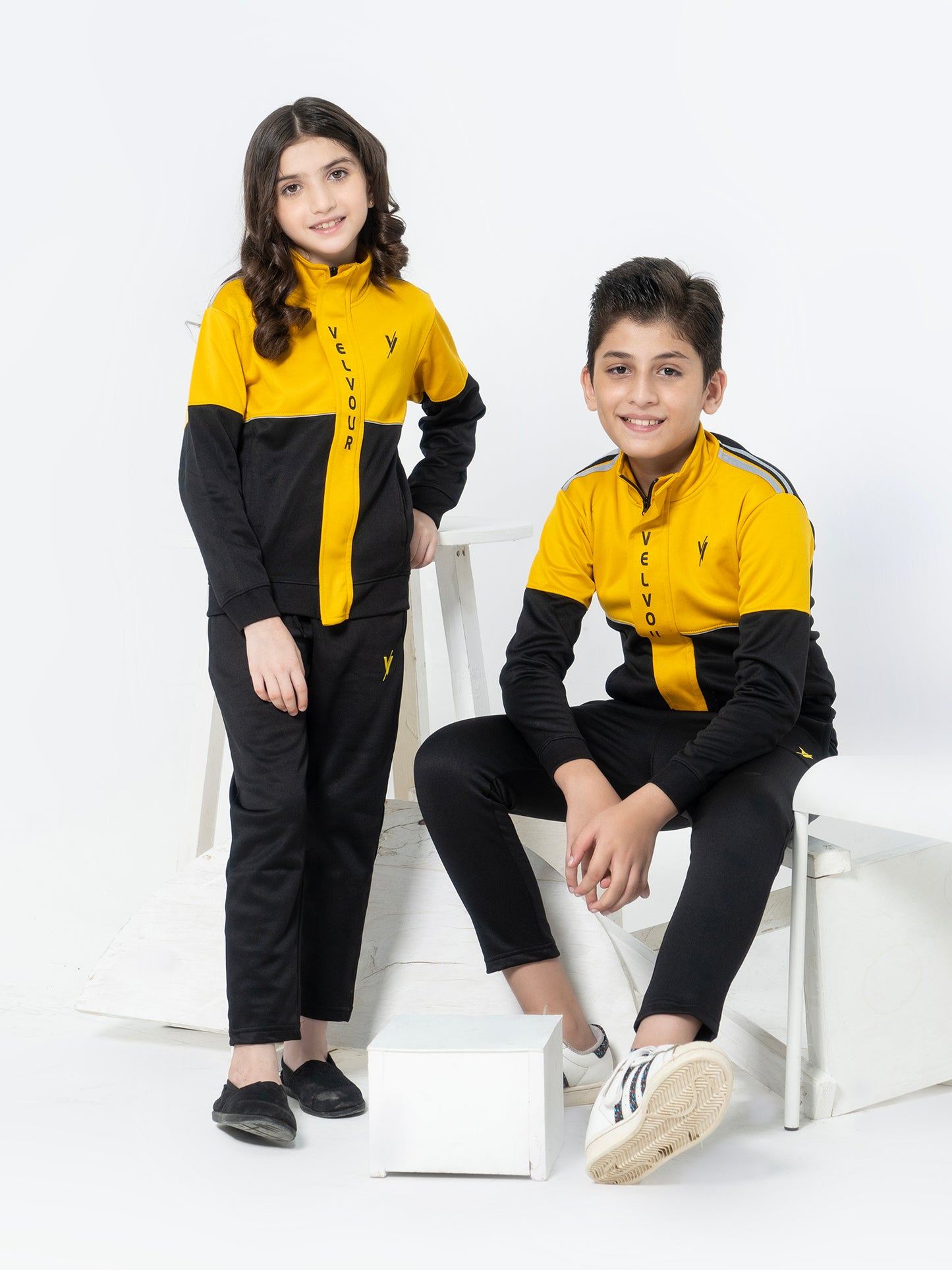 Mock Neck Tracksuit For Boys & Girls, Fleece #VWT02-B