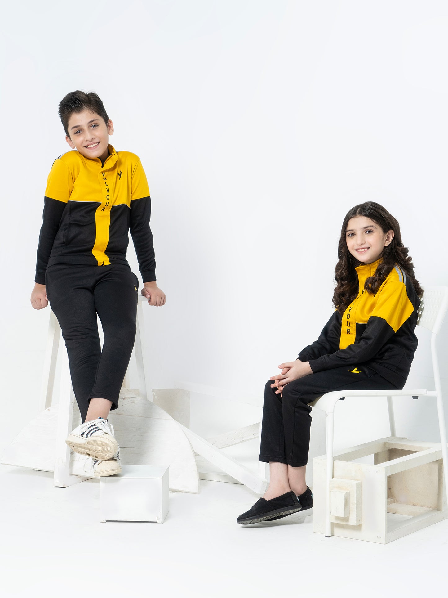 Mock Neck Tracksuit For Boys & Girls, Fleece #VWT02-B