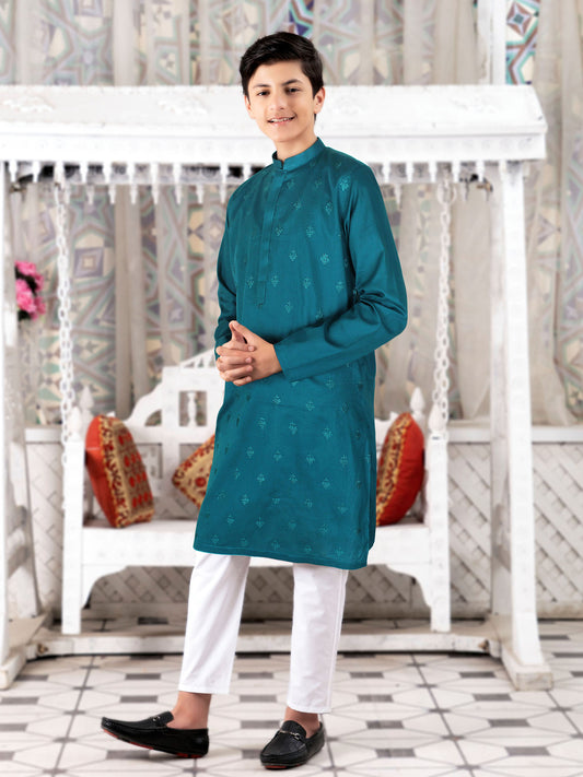 Velvour Boys Embroidered Kurta Zinc VB149