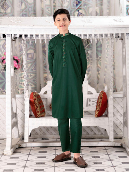 Boys Kurta Trouser Suit Set ART #VB142-B Green