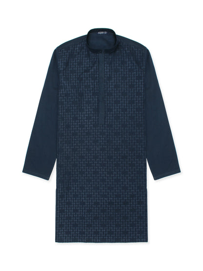 Velvour Boys Embroidered Kurta Navy Blue VB150
