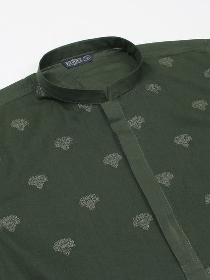Boys Embroidered Kurta ART VB153 Dark Green