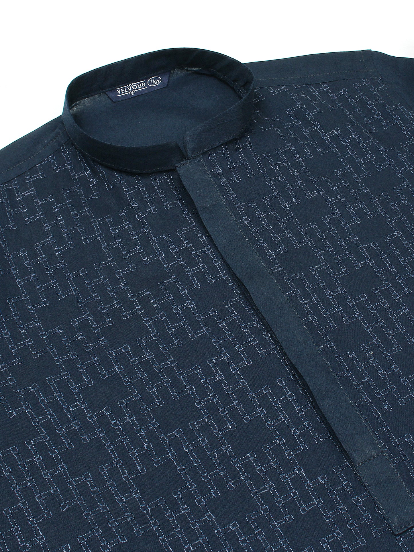Velvour Boys Embroidered Kurta Navy Blue VB150