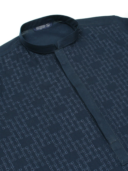 Velvour Boys Embroidered Kurta Navy Blue VB150