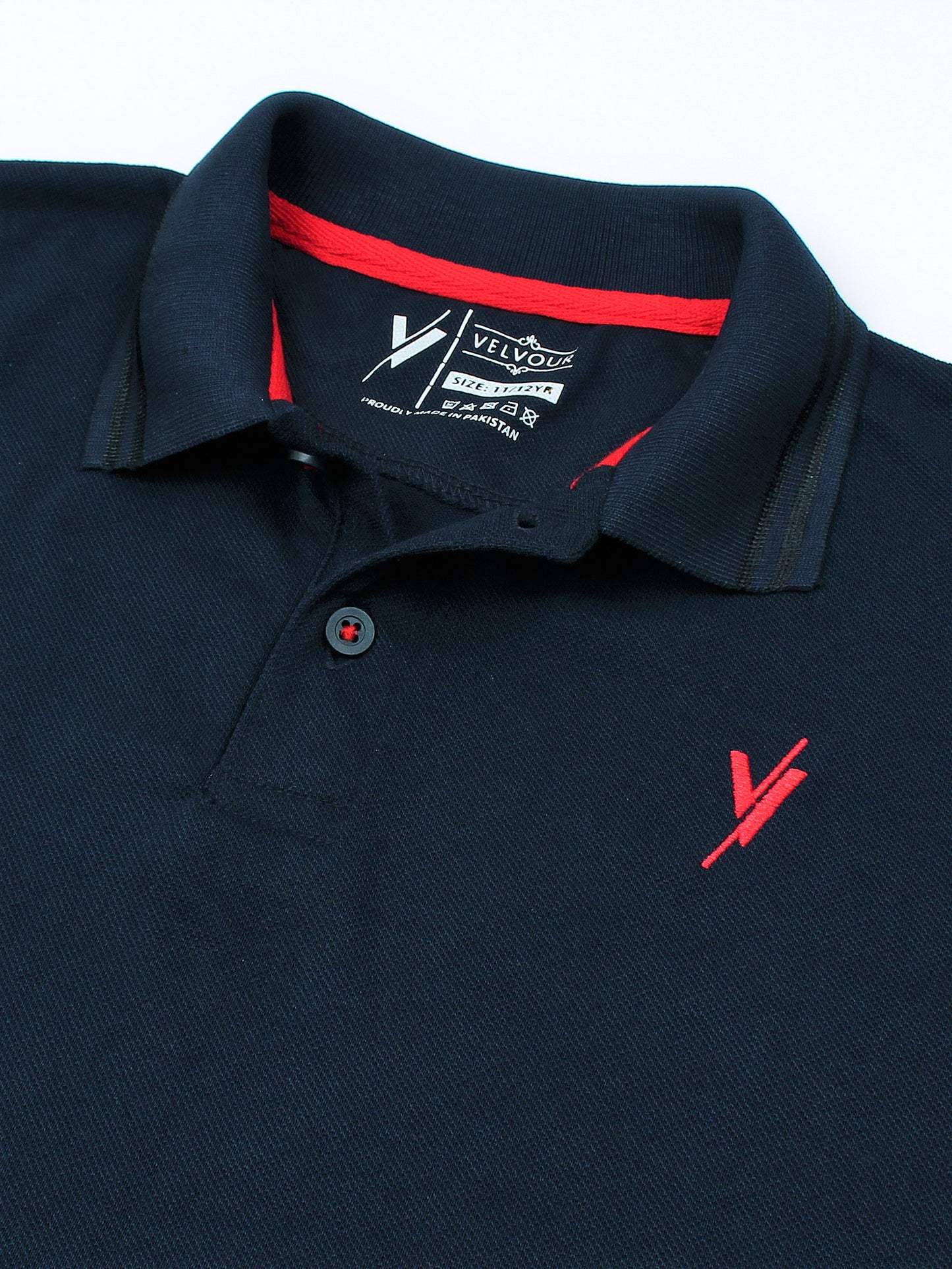 Tipping Collar Polo Shirt For Boys plain Navy Blue