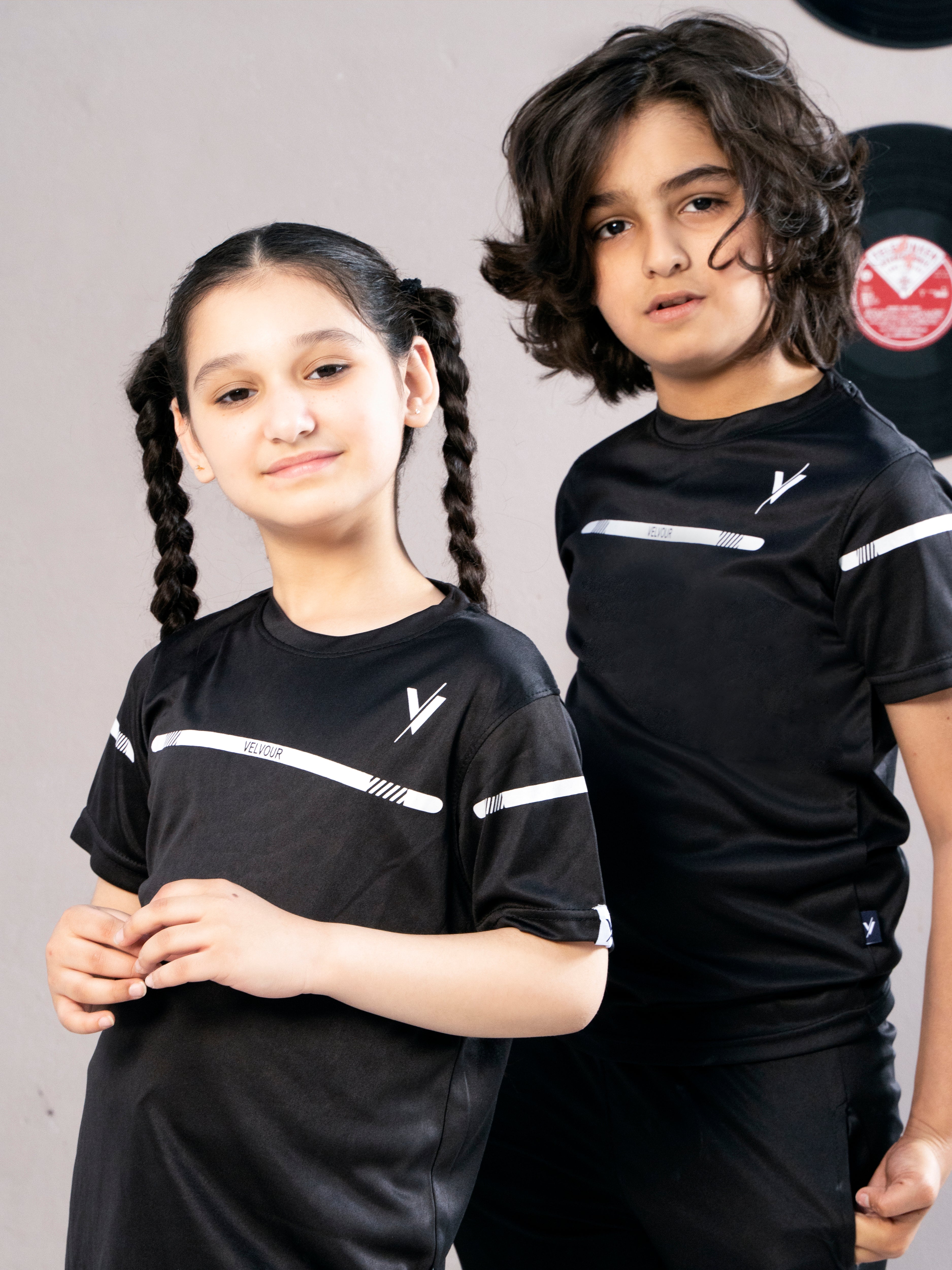 Tracksuit For Boys & Girls Poly athletic Fabric VBTS010-A Black