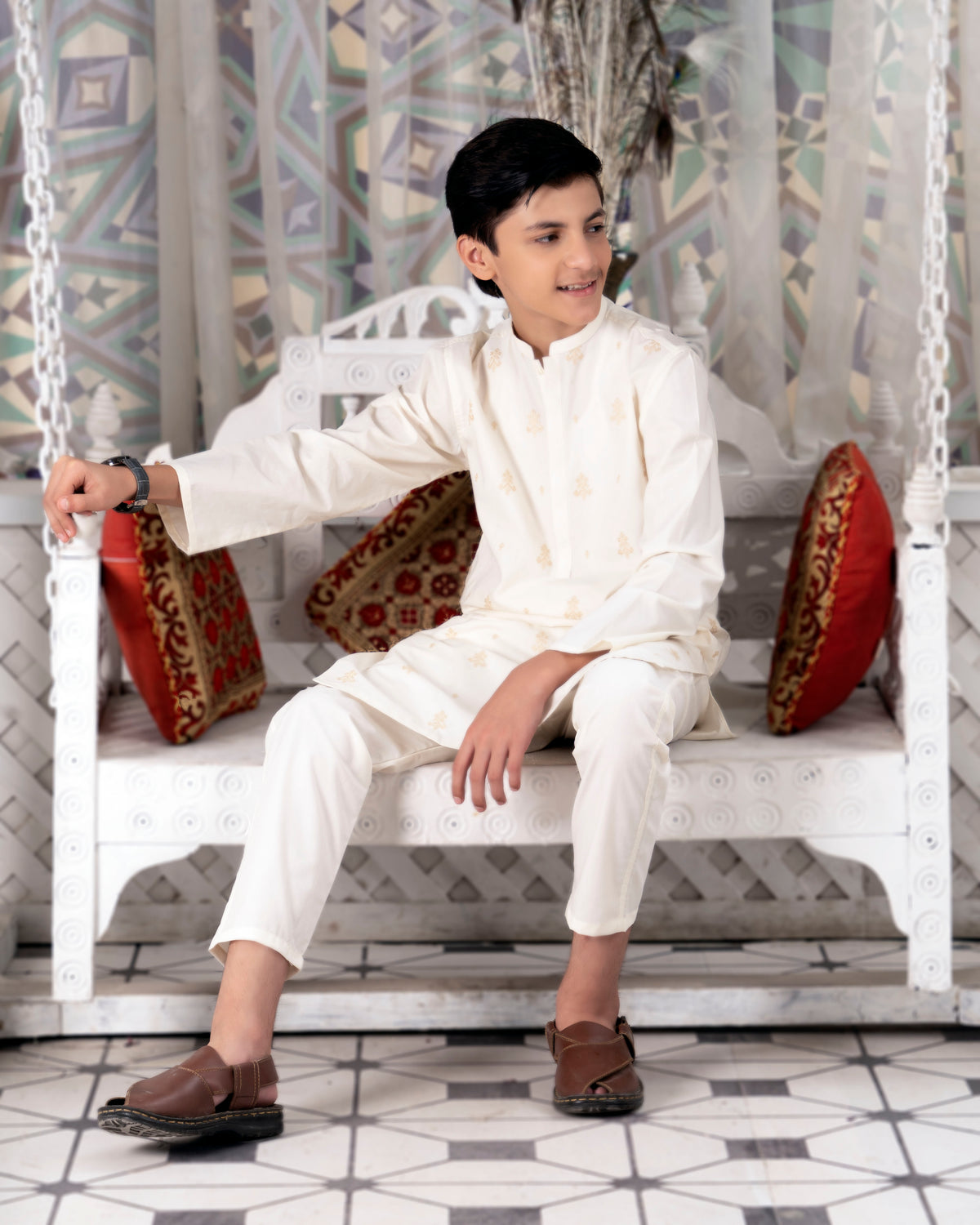 Boys Kurta Trouser Suit Set ART# VB139 off white