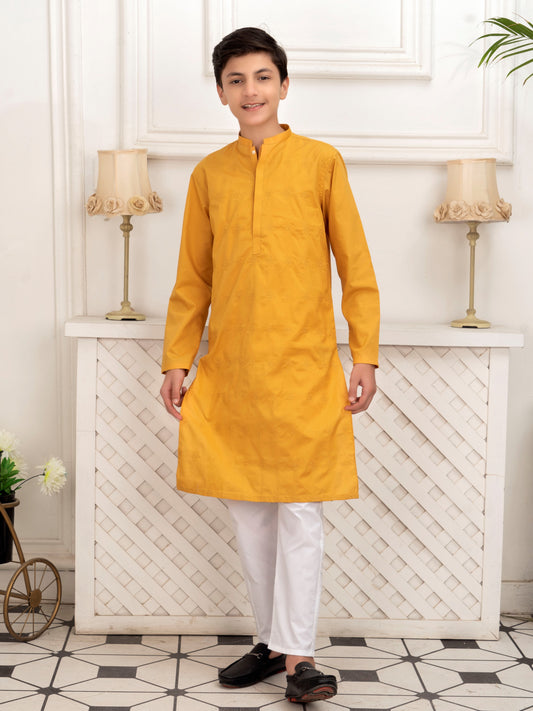 Boys Embroidered Kurta ART VB140 Mango Yellow