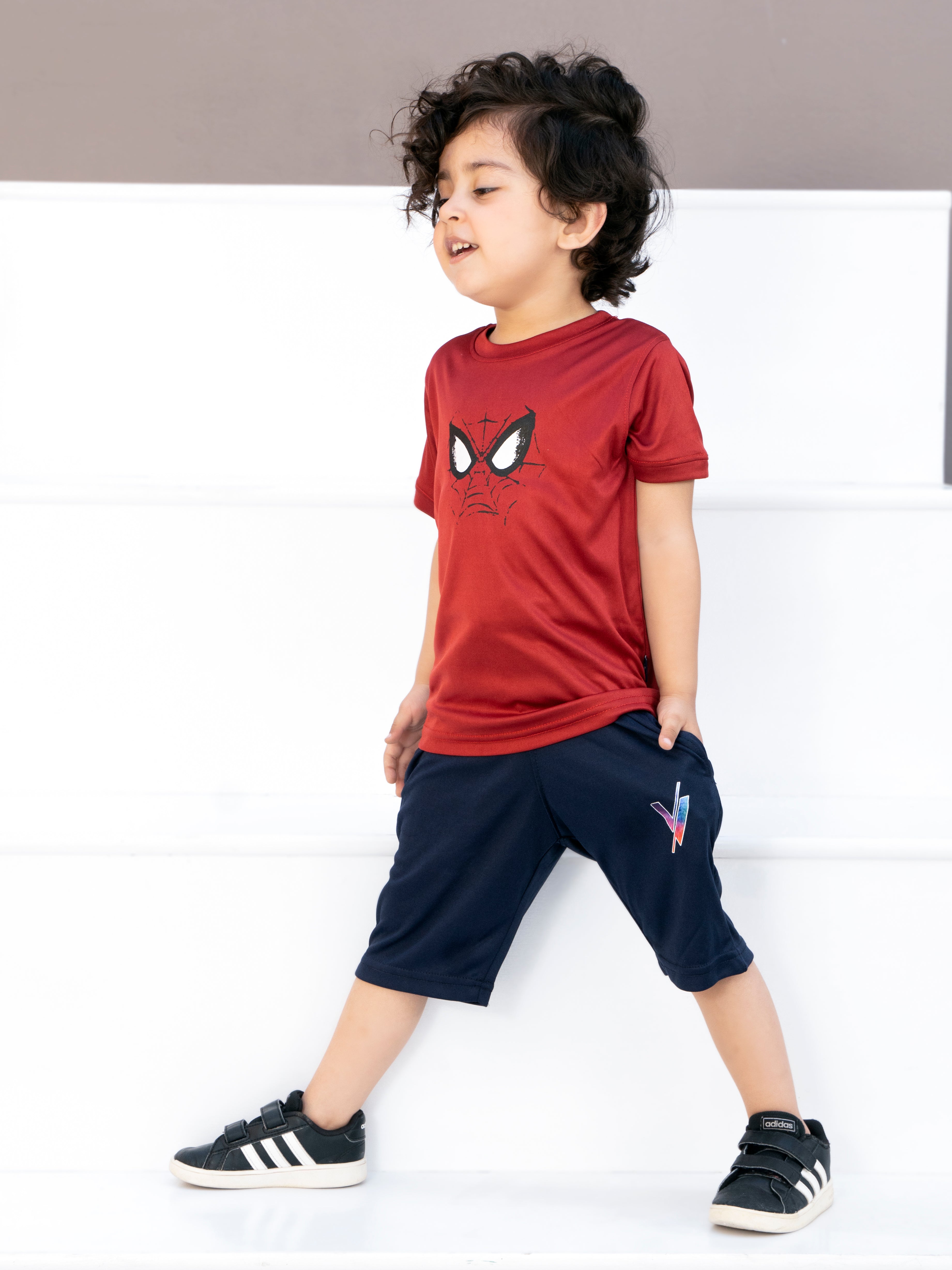 Boys Tracksuit With Shorts Poly athletic Fabric VBTS015 Spider Man