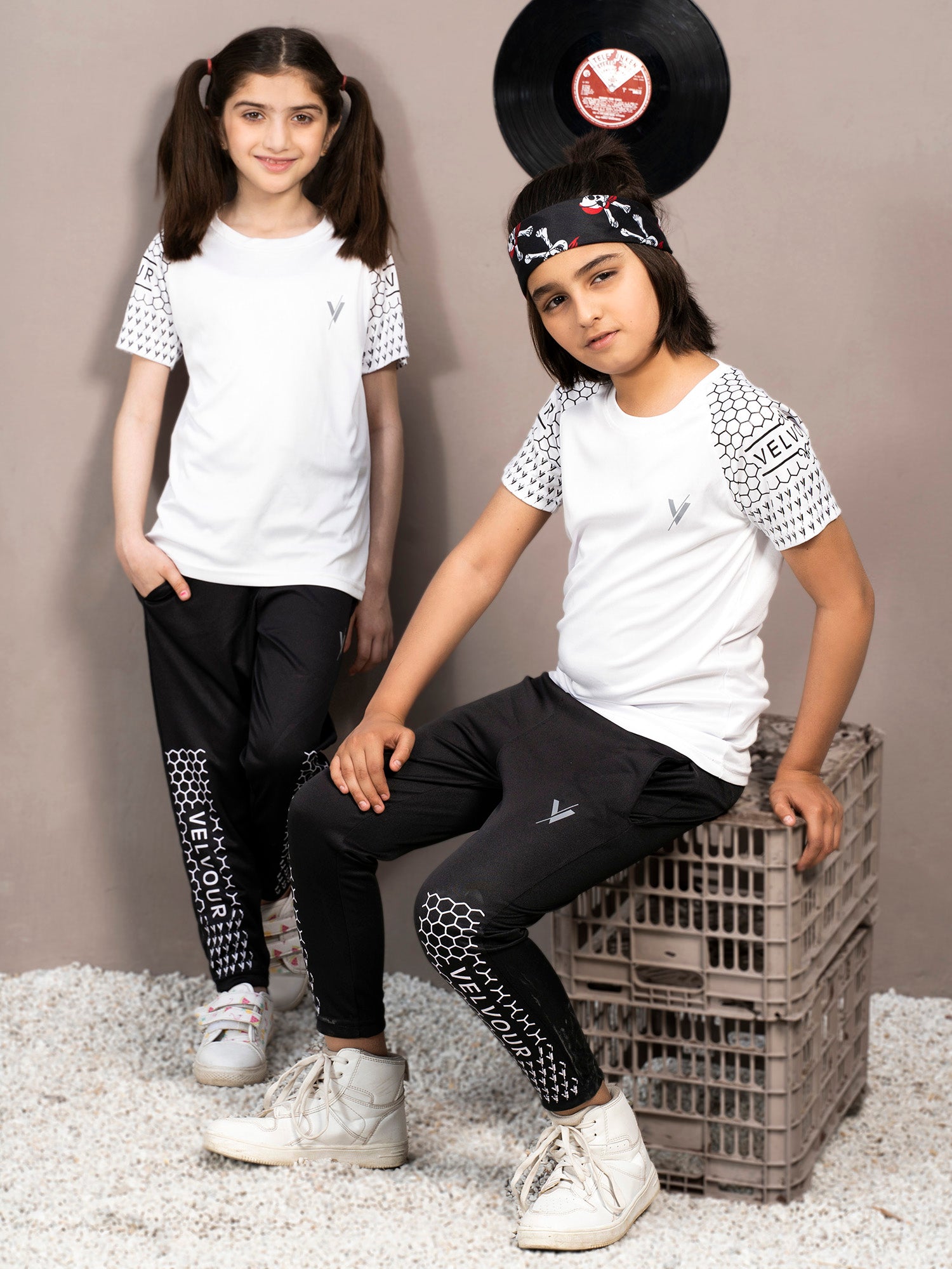 Tracksuit For Boys & Girls Poly athletic Fabric ART #VBTS09-C White