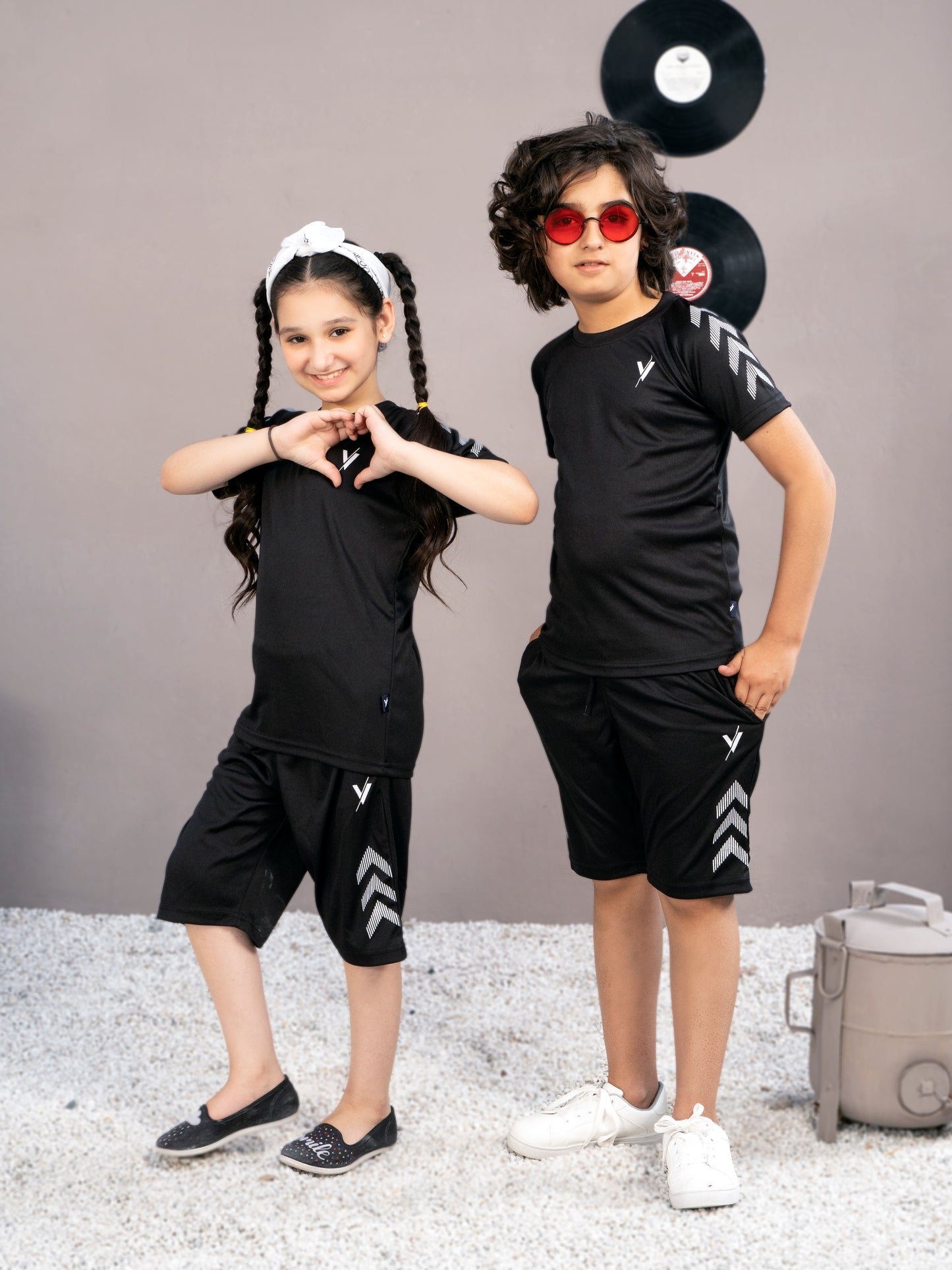 Tracksuit For Boys & Girls Poly athletic Fabric VBTS013-B Black