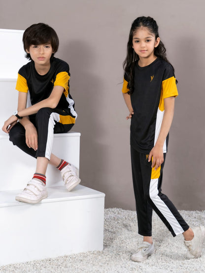 Tracksuit For Boys & Girls Poly athletic Fabric ART #VBTS05-C Black