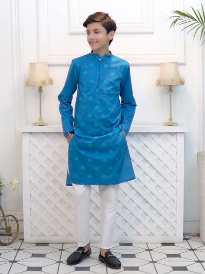 Boys Embroidered Kurta ART VB135 Ferozi