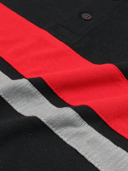 Red Tipping Collar Polo Shirt For Boys Black And Red