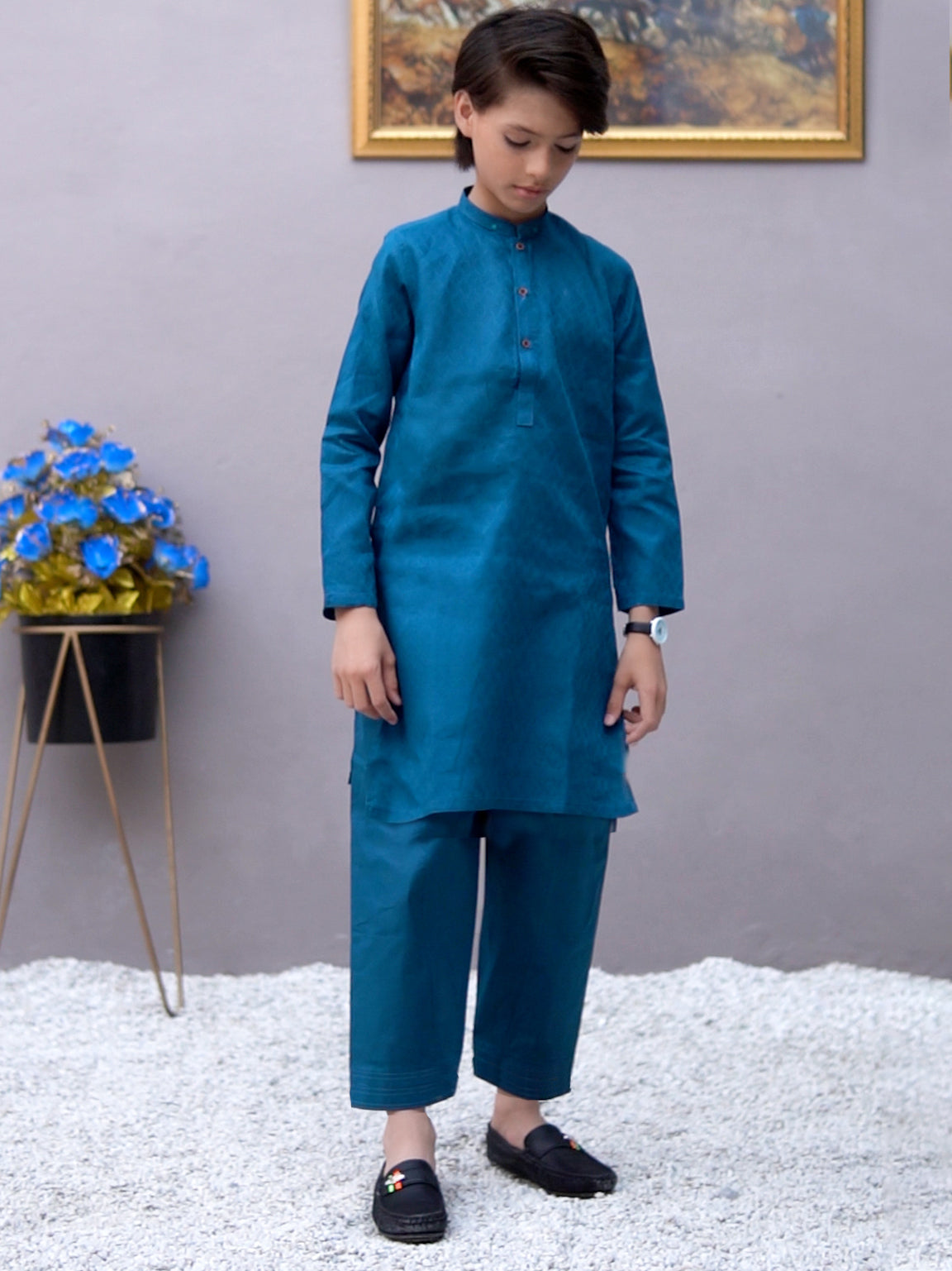 Boys Kurta Shalwar Suit Set ART #VB146 Zinc